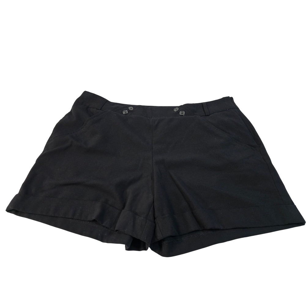 Daisy Fuentes‎ Womens Onyx Black Dress Shorts Size 14 Cuffed Side Zip Stretch